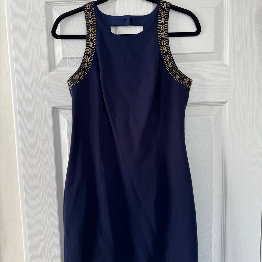 Lilly Pulitzer Navy Dress with Gold Trim